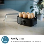 Philips Egg Cooker 3000 Series - 400W, 6 Eggs Capacity, Cooking Levels, Poached Accessory, Ready Signal, Black - HD9137/91 - Image 2