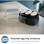 Philips Egg Cooker 3000 Series - 400W, 6 Eggs Capacity, Cooking Levels, Poached Accessory, Ready Signal, Black - HD9137/91 - Image 4
