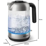 Philips Series 5000 Glass Kettle Stainless Steel, Crystal 2200W 1.7L, Mid Entry Glass Kettle Light Status Indicator Hd9339/81 - International warranty - Image 3