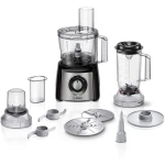 بوش محضر طعام 2.3 لتر  MCM3PM386، لون اسود شفاف، 900 وات MCM3PM386، سعة 2.3 لتر بلون اسود شفاف، دوار، 17000 لفه في الدقيقة، للمزج، 1.2 متر