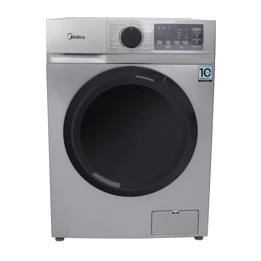 MFN09W80B-S غسالة ملابس ميديا ديجيتال فول اوتوماتيك بتقنية الانفرتر، تحميل امامي، 8 كجم، فضي - MFN09W80B/S