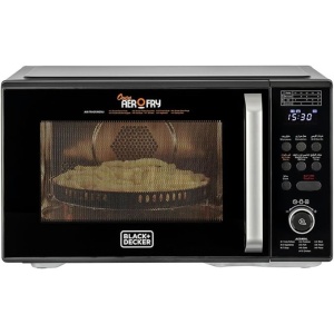 فرن ميكروويف بلاك+ديكر ديجيتال 4 في 1 مع مقلاة هوائية، شواية وحرارة، 29 لتر، أسود - MZAF2910-B5،