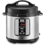 حلة بخار سمارت بلاك اند ديكر 1000 ، 7 في 1، 6 لتر، حلة ضغط كهربائية ذكية قابلة للبرمجة، اسود-فضي - PCP1000-B5، ضمان لمدة عامين، 6 لتر، فولاذ مقاوم للصدأ، 6.0 ليتر