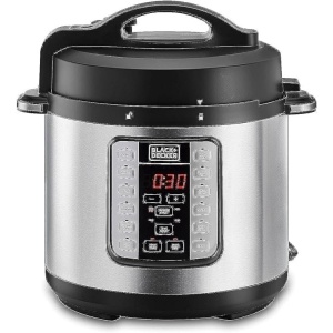 حلة بخار سمارت بلاك اند ديكر 1000 ، 7 في 1، 6 لتر، حلة ضغط كهربائية ذكية قابلة للبرمجة، اسود-فضي - PCP1000-B5، ضمان لمدة عامين، 6 لتر، فولاذ مقاوم للصدأ، 6.0 ليتر