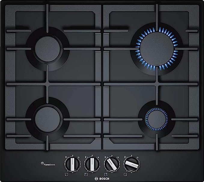 PCP6A6B90 مسطح غاز بوش 4 شعله - 60 سم، لون اسود - PCP6A6B90