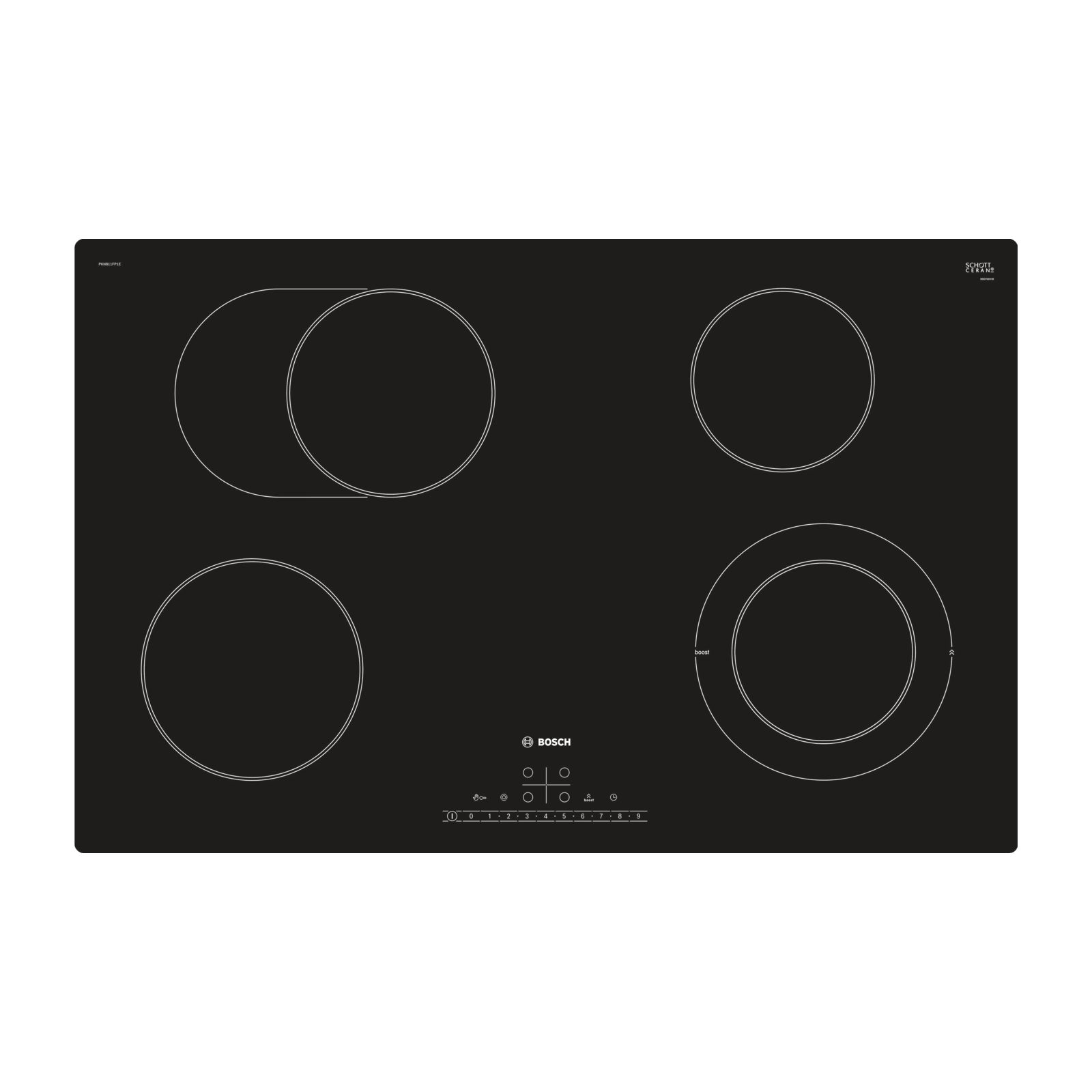 PKN811FP1E بوش مسطح كهرباء بلت إن 80 سم تحكم باللمس أسود PKN811FP1E