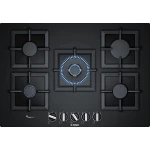 BOSCH GAS HOB 5 BURNERS 75 CM HARD GLASS BLACK- PPQ7A6B20