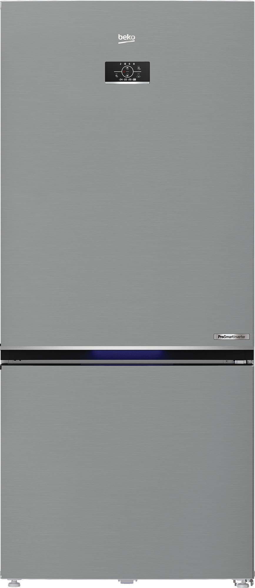 RCNE690E20DZXP ثلاجة بيكو بفريزر سفلي (كومبي)، سعة 570 لترًا بدون تجميد، من التيتانيوم الإينوكس، رقمية، عرض 83.2 سم، RCNE690E20DZXP