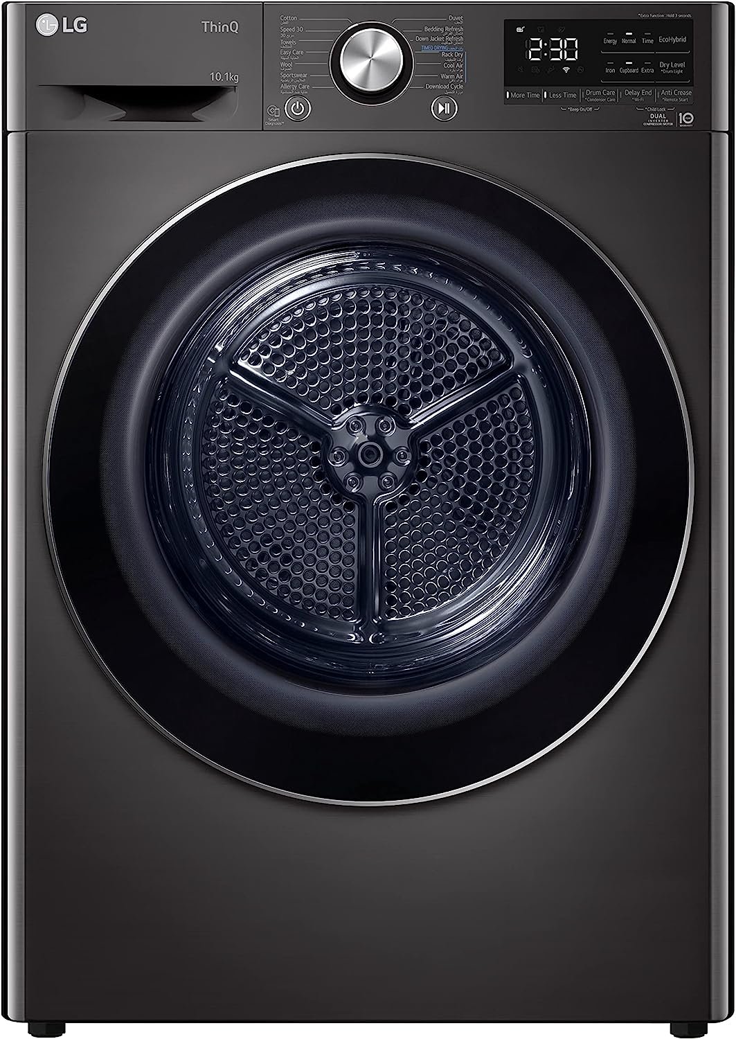 RH10V9JV2W ال جي مجفف ملابس تحميل امامي ديجيتال، 10.1 كجم، اسود ستيل - RH10V9JV2W