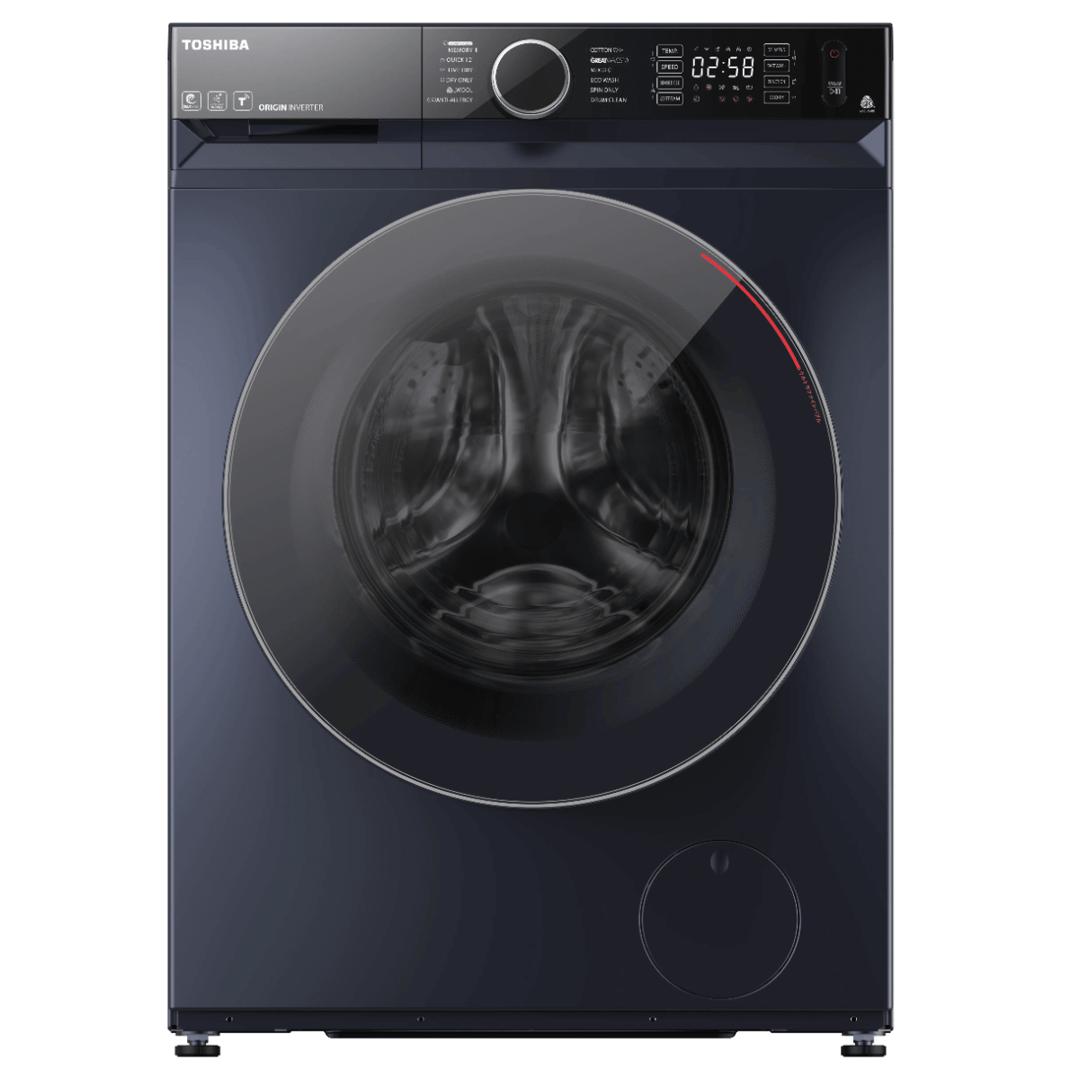 TWD-BM100GF4EGMK غسالة ملابس توشيبا T15 سيريس بمجفف، 9 كجم، انفرتر، تحميل امامي، رمادي - TWD-BM100GF4EGMK