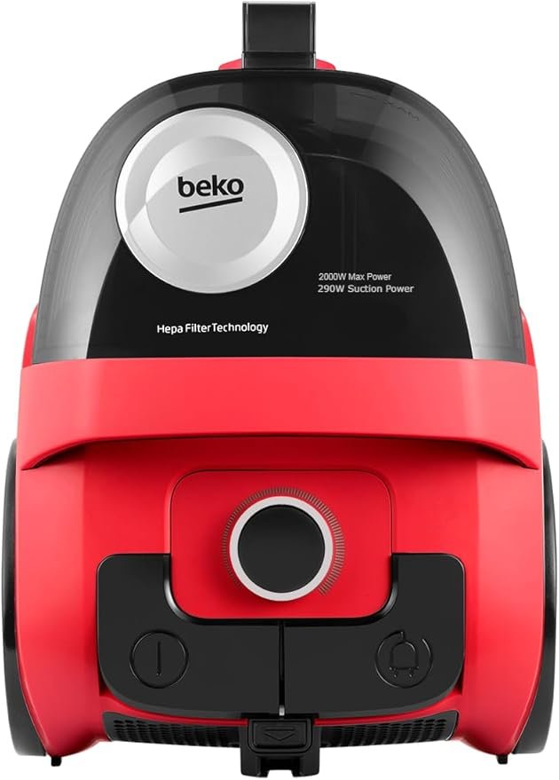 VCO-32818-WR مكنسة كهربائية بدون كيس من بيكو - ٢٠٠٠ واط - فلتر HEPA10 - حاوية غبار سعة ١.٨ لتر - أسود/أحمر - VCO 32818 WR