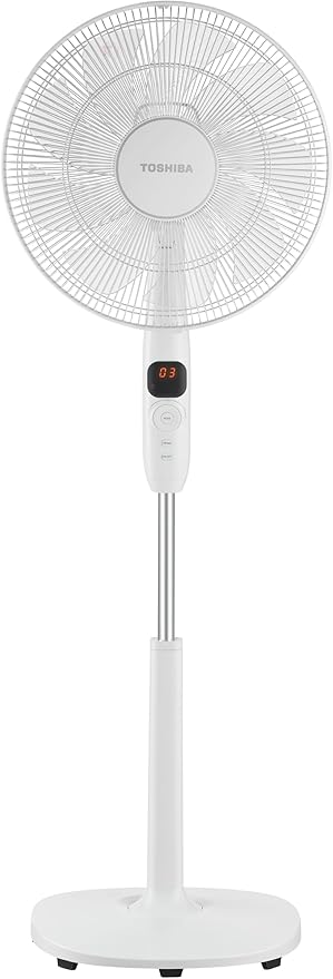 توشيبا مروحة ستاند F-DSD70EG(W) 16 انش بمحرك تيار متردد، 60 واط، RoHS FS40-15FR CB 220-240V، 1Ph 50Hz، ابيض