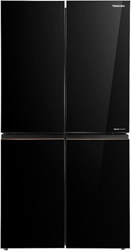 توشيبا ثلاجة 4 ابواب GR-RF895WIA-PGN (22)، زوج توربو، عاكس اصلي، تبريد فائق وتجميد فائق، تبريد محيطي، تدفق هواء متعدد، صنع ثلج سريع، 696 لتر، اسود