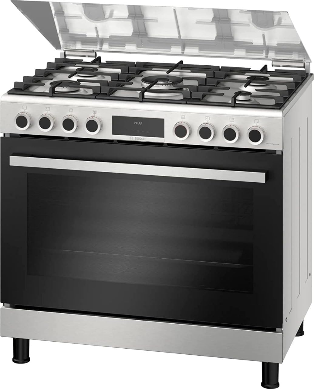 بوتجاز غاز بوش Serie 6، عدد 5 شعلة، 90 سم، ستانلس ستيل - HGP3I8W50S