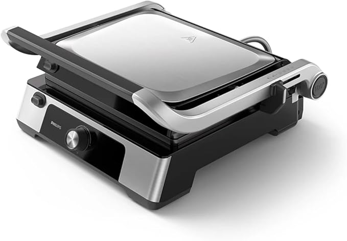 HD6301-90 شواية فيليبس تعمل باللمس - درجة حرارة قابلة للتعديل. سطح شواء كبير وقوة عالية. ألواح مانعة للالتصاق وصينية تجميع دهون قابلة للإزالة. (HD6301/90) (ضمان لمدة سنتين من i2 Raya)